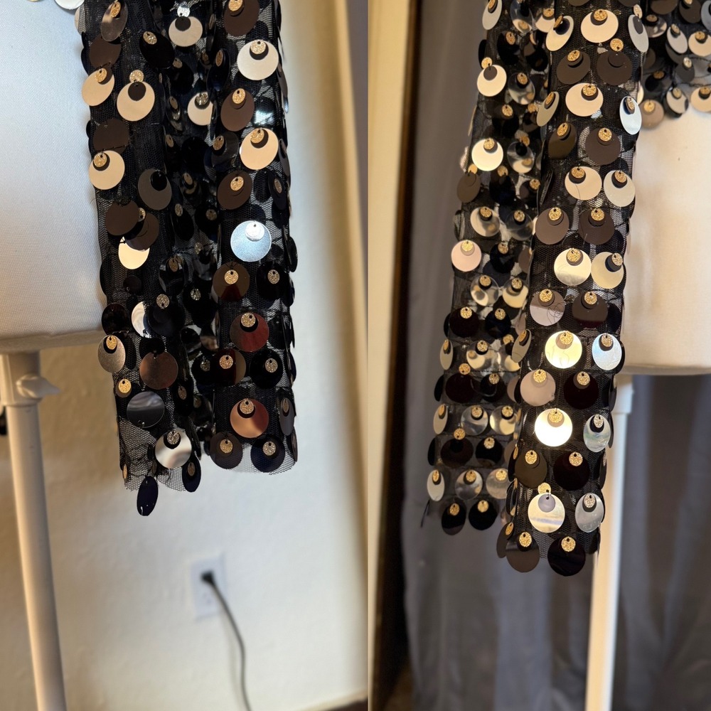 12th Tribe Mindy Disc Sequin Paillette Crop Top Black Size S Festival Party - Picture 4 of 7